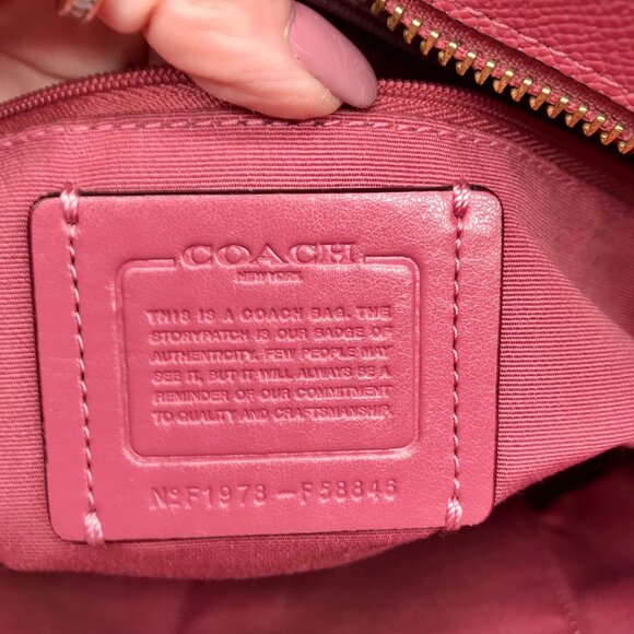 Coach Pink Crossgrain Leather City Zip Tote Bag F58846 - Picture 11 of 12